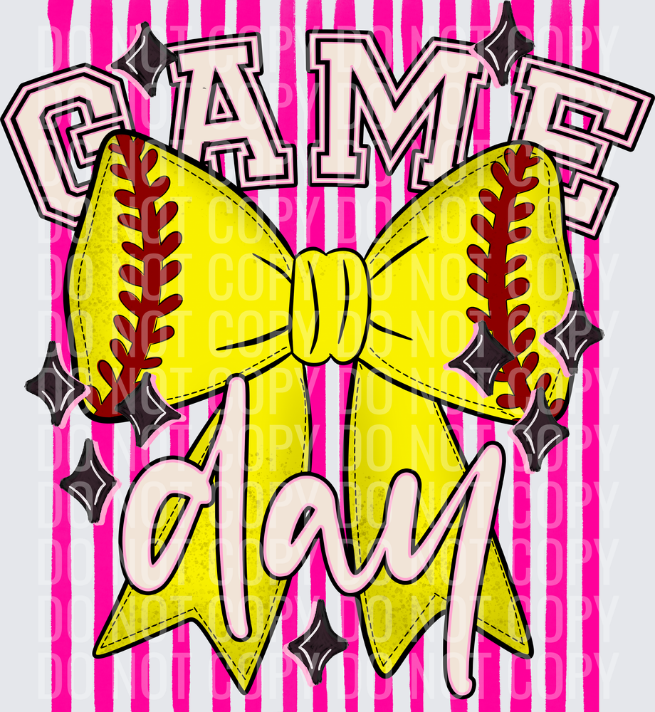 KayndiDesigns 05.26 Game Day Softball Bow Pink
