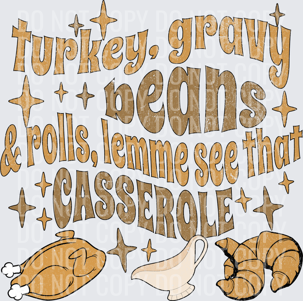 TURKEY GRAVY BEANS AND ROLLS HWDS