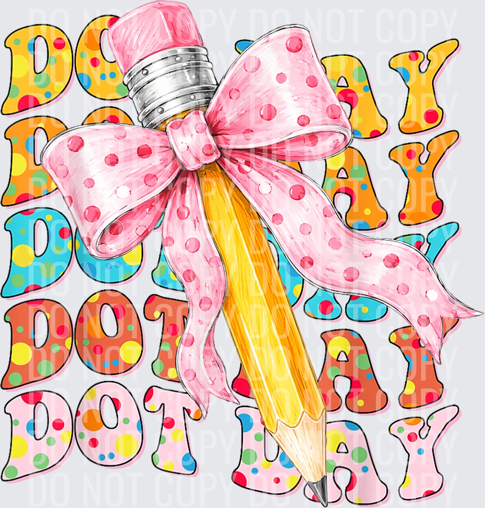 Cute Dot Day Pencil Coquette Bow Colorful Polka Dot Girl Kid T-Shirt