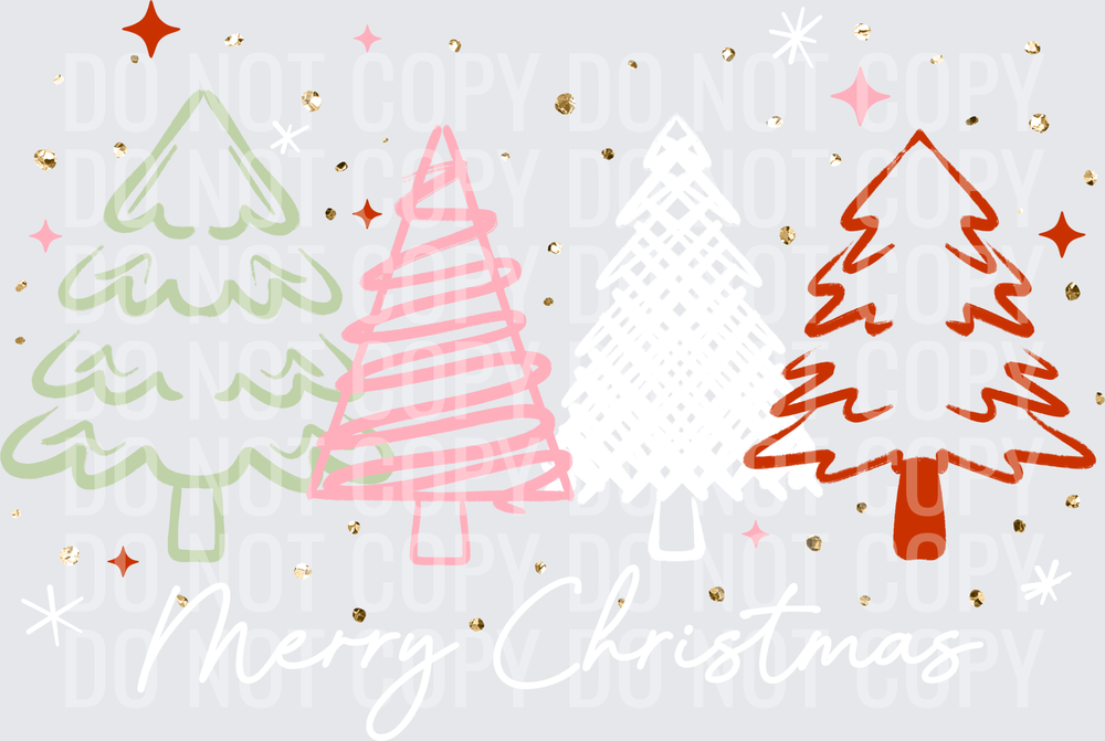 Merry Christmas Trees White