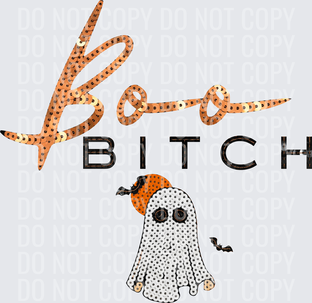 boo bitch faux sequins hwds