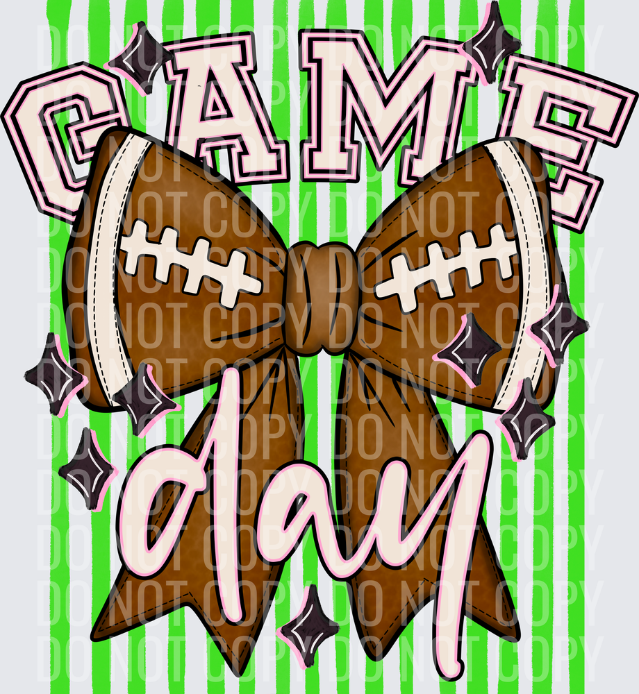 KayndiDesigns 05.26 Game Day Football Bow Green Bright