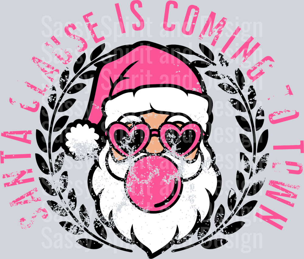 SANTA CLAUSE IS COING TO TOWN pink