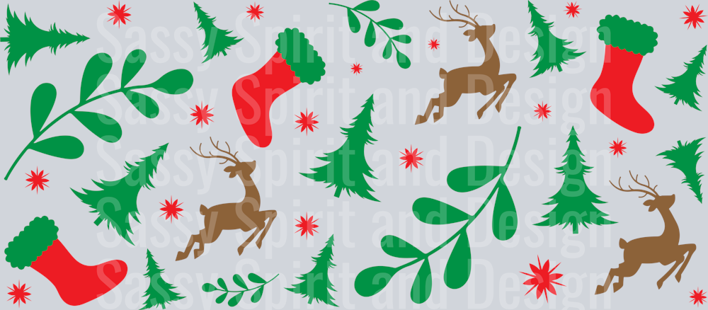 REINDEER STOCKING TREES WRAP