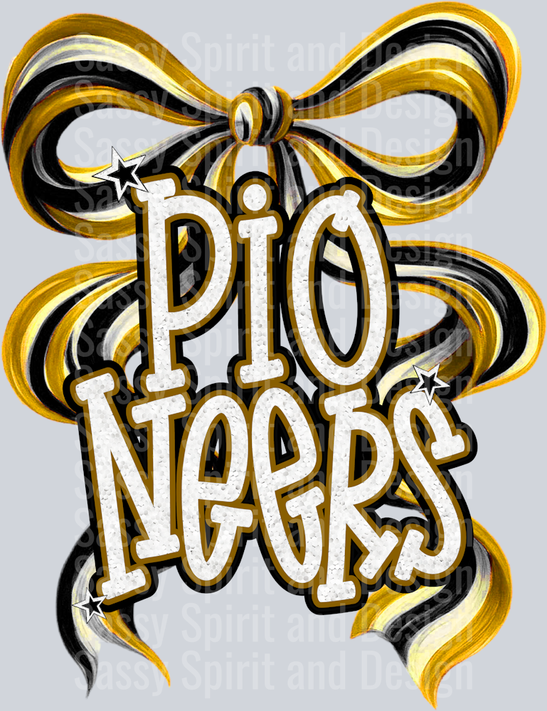 PIONEERS GOLD BLACK GLITTER BOW