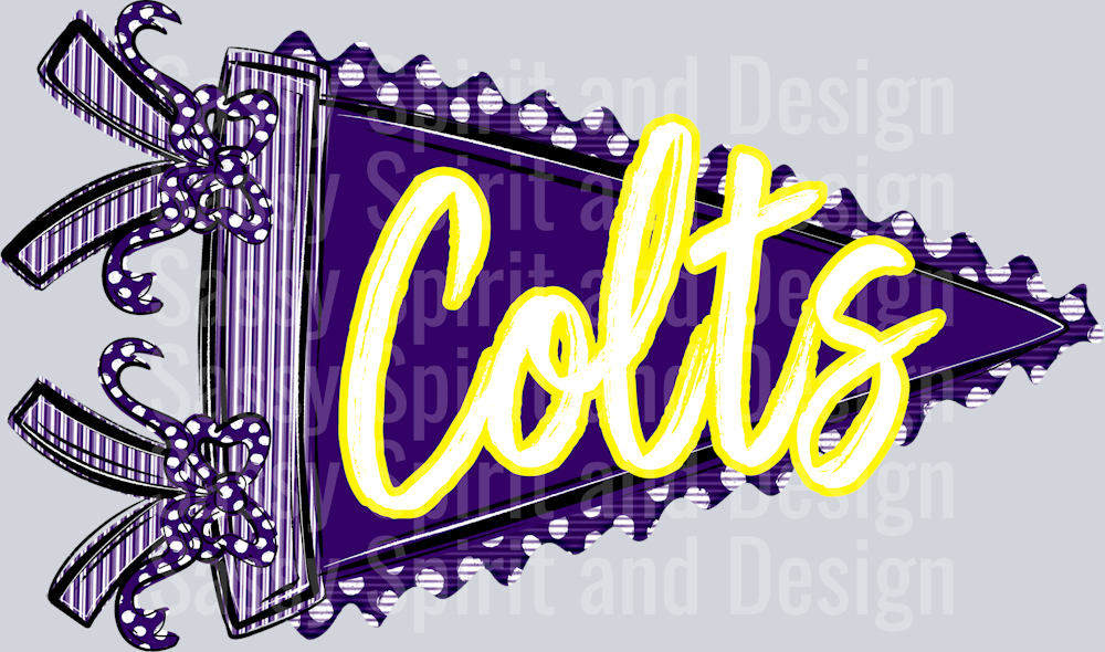COLTS PURPLE PENNANT W YELLOW