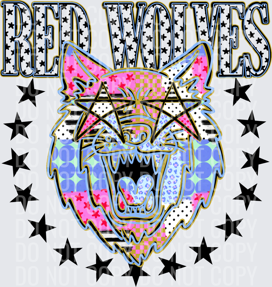 KayndiDesigns 09.26 Patchwork Varisty Stars Red Wolves