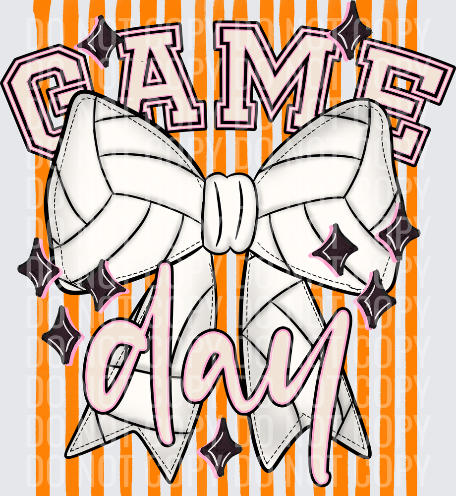KayndiDesigns 05.26 Game Day Volleyball Bow Orange