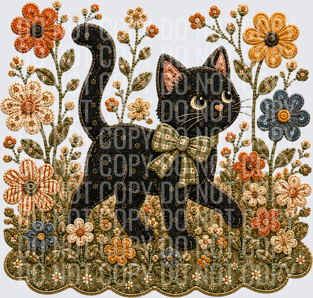 curious cat and flowers