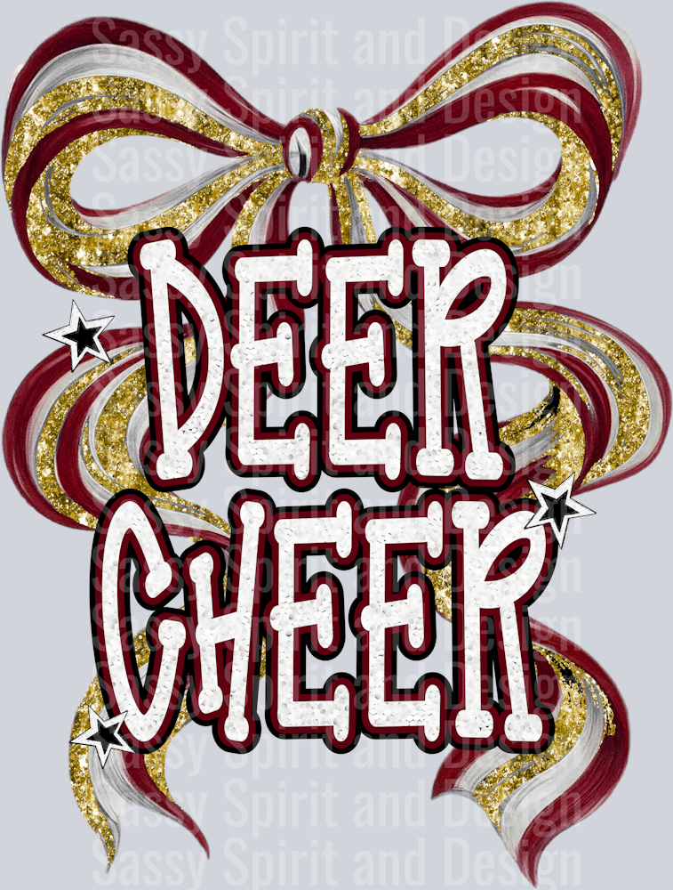 DEER CHEER GLITTER BOW