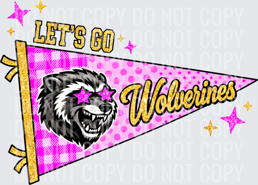 Wolverines cheer pennant with sparkle details_print_300dpi
