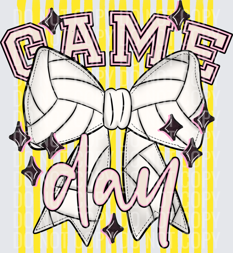 KayndiDesigns 05.26 Game Day Volleyball Bow Gold