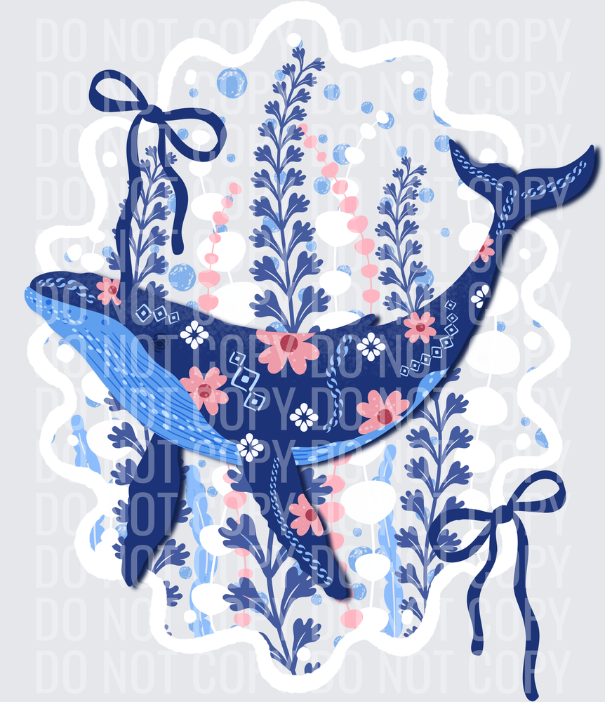 Floral whale no background