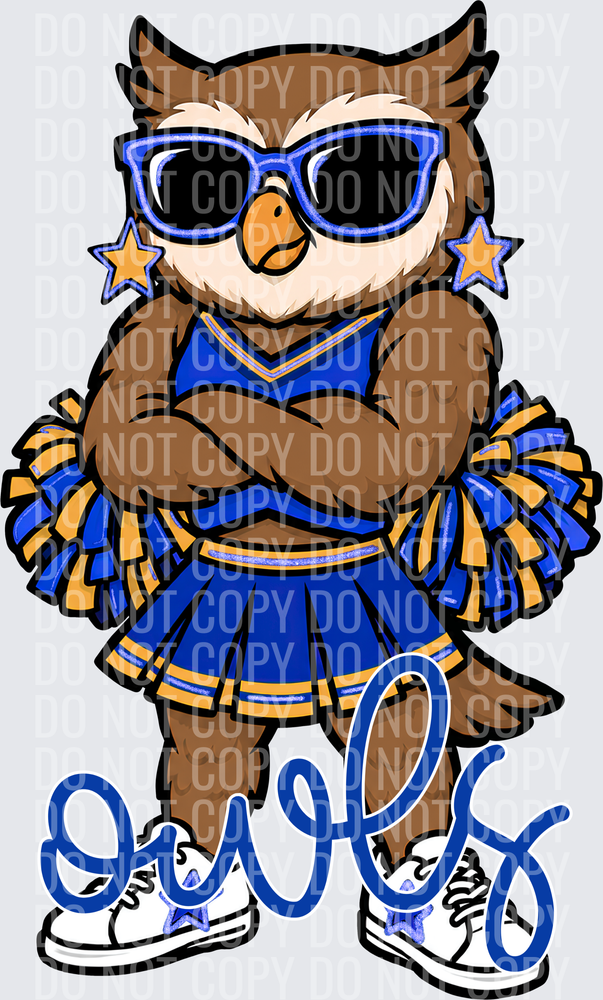 Owls Cheer Blue Gold