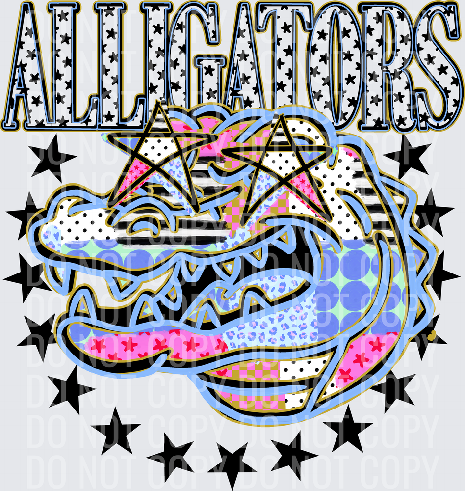 KayndiDesigns 09.26 Patchwork Varisty Stars Alligators