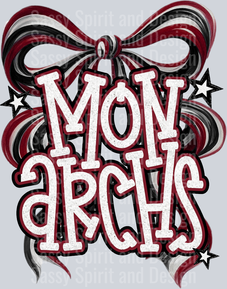 MONARCHS MAROON GLITTER BOW