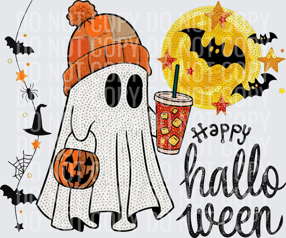 happy halloween faux sequins hwds