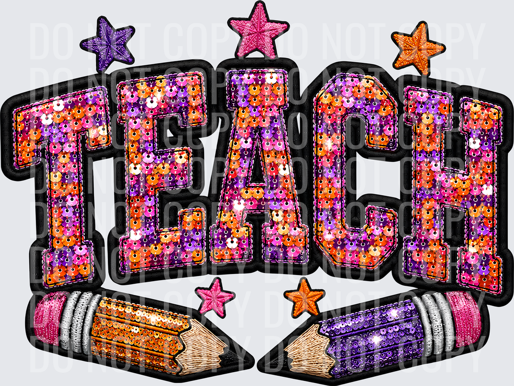 TEACH FAUX SEQUIN