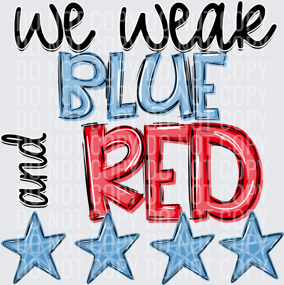 Light Blue & red