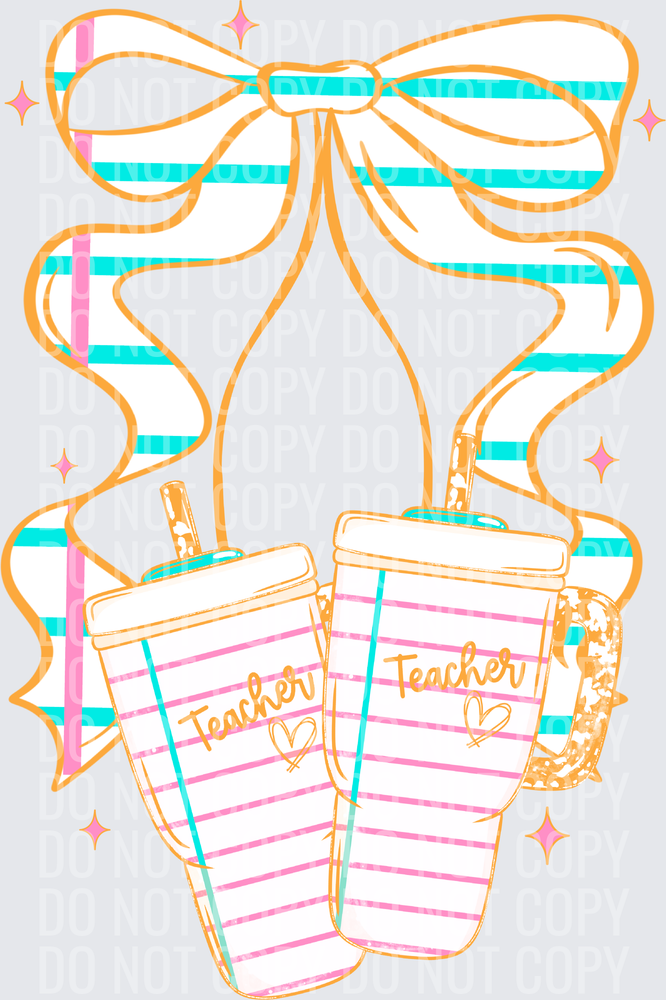 Teacher tumbler bow