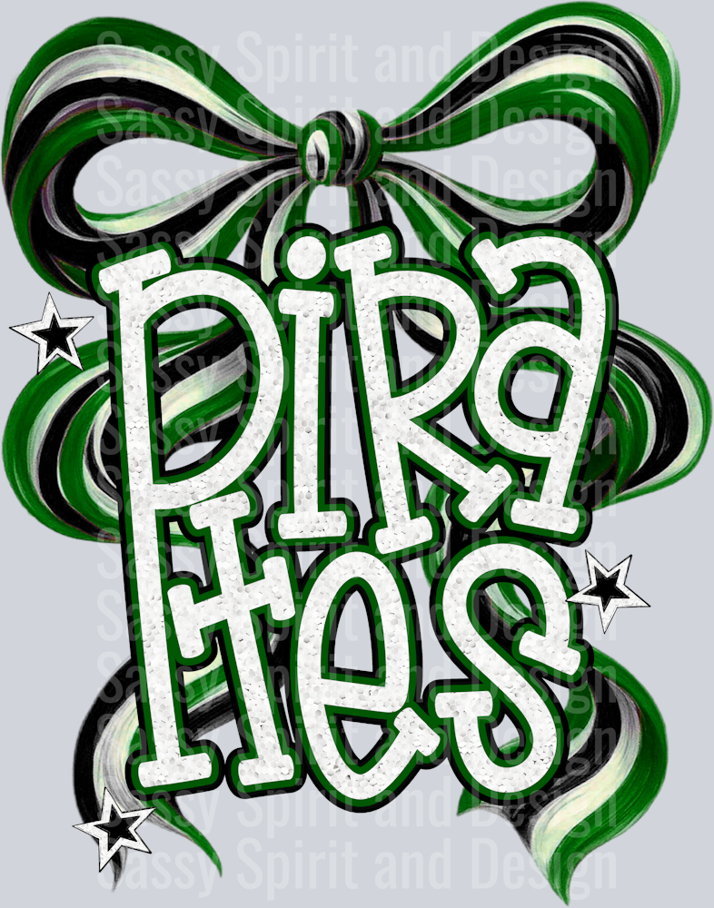 PIRATES GREEN BLACK BOW GLITTER