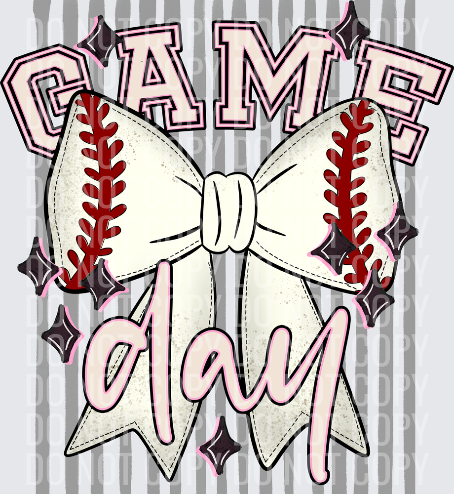 KayndiDesigns 05.26 Game Day Baseball Bow Grey