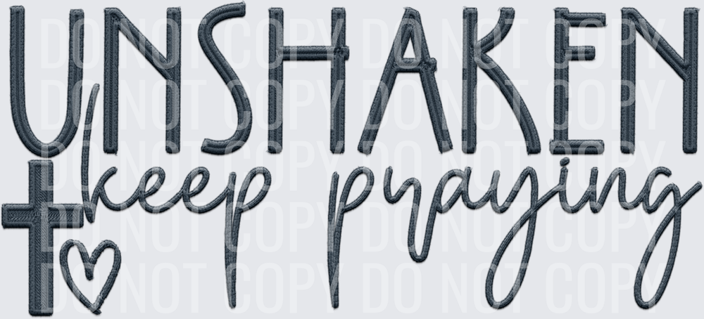 unshaken keep praying navy blue faux emb