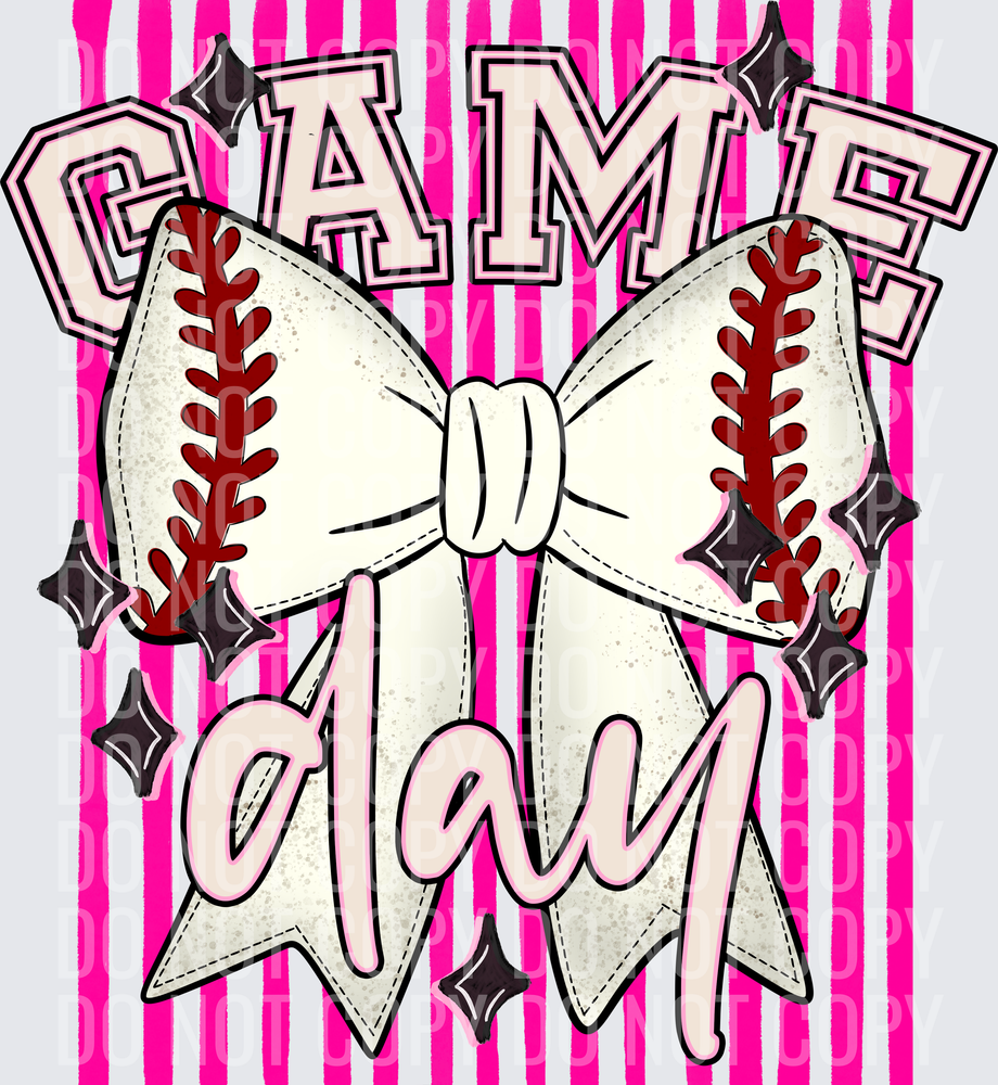KayndiDesigns 05.26 Game Day Baseball Bow Pink