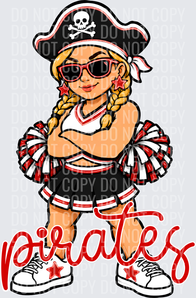 Pirates Cheer Black Red White