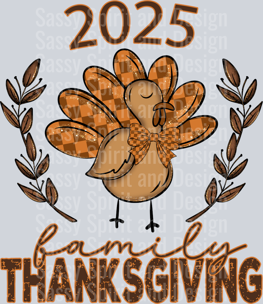 TURKEY FAMILY THANKSGIVING BOW 2025