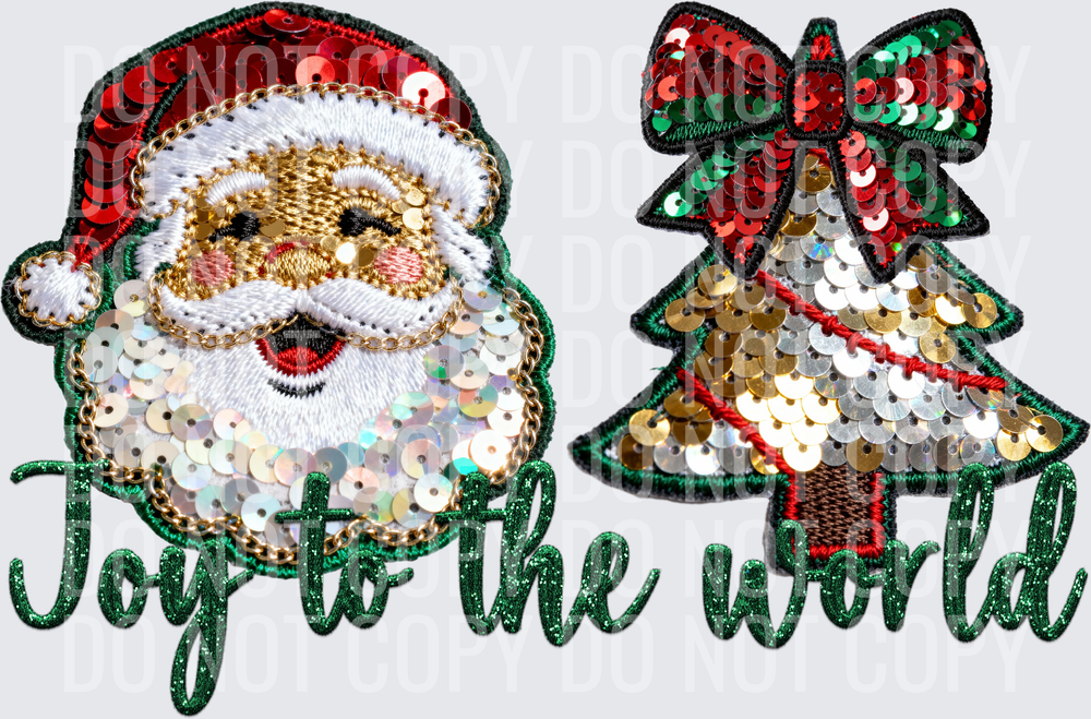Joy to the world faux sequin HWDS