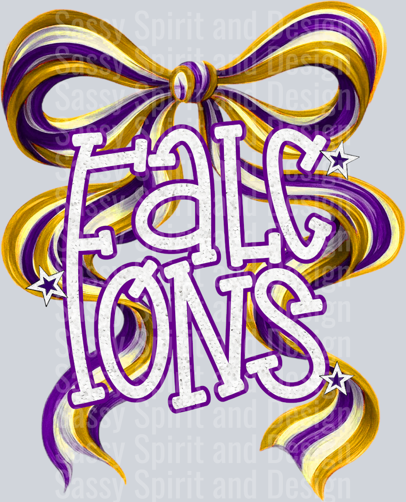 FALCONS PURPLE GOLD BOW GLITTER
