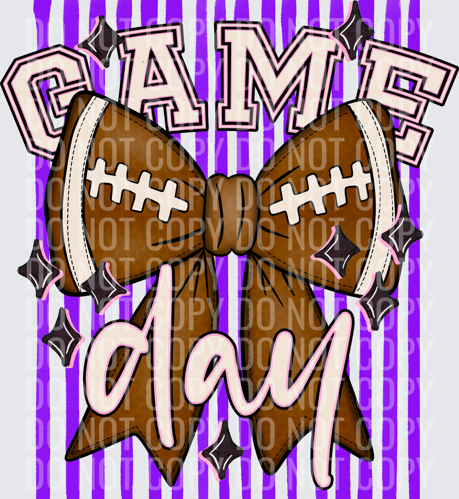 KayndiDesigns 05.26 Game Day Football Bow Purple