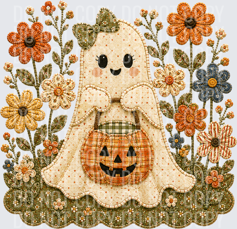 ghost trick or treat and flowers