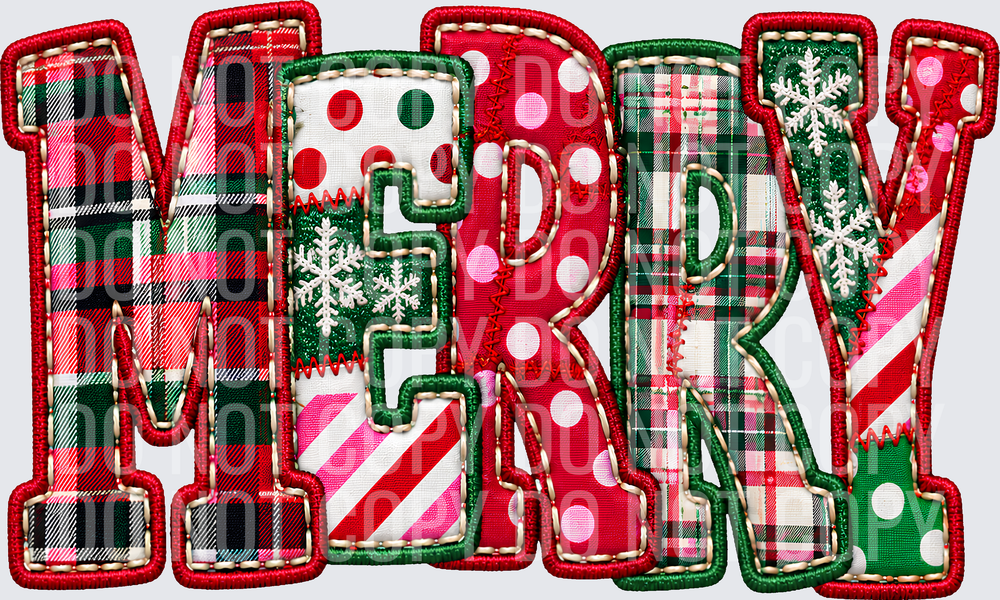 MERRY PLAID FAUX EMBROIDERY