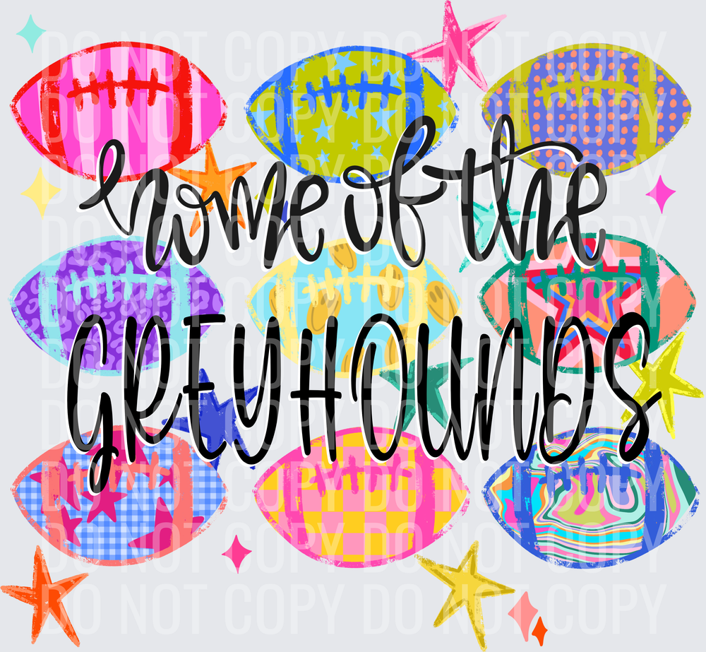 GREYHOUNDS Neon Football Collage