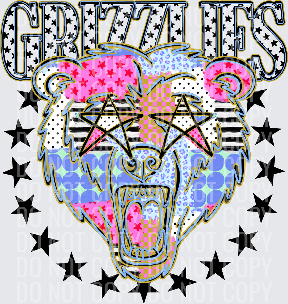 KayndiDesigns 09.26 Patchwork Varisty Stars Grizzlies