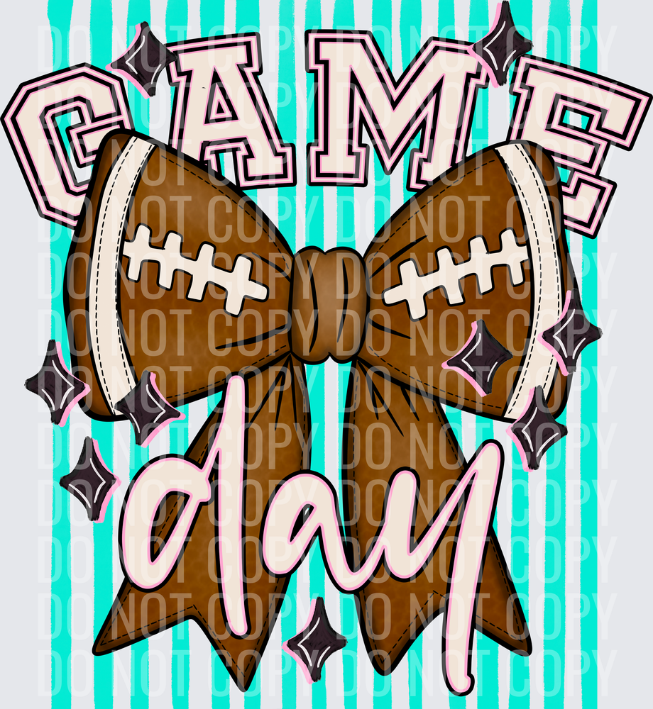 KayndiDesigns 05.26 Game Day Football Bow Teal