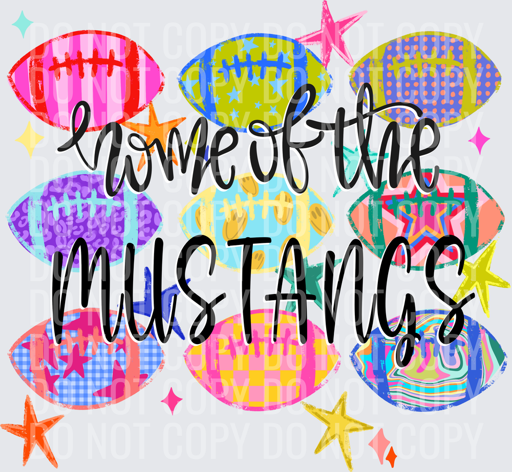 MUSTANGS Neon Football Collage