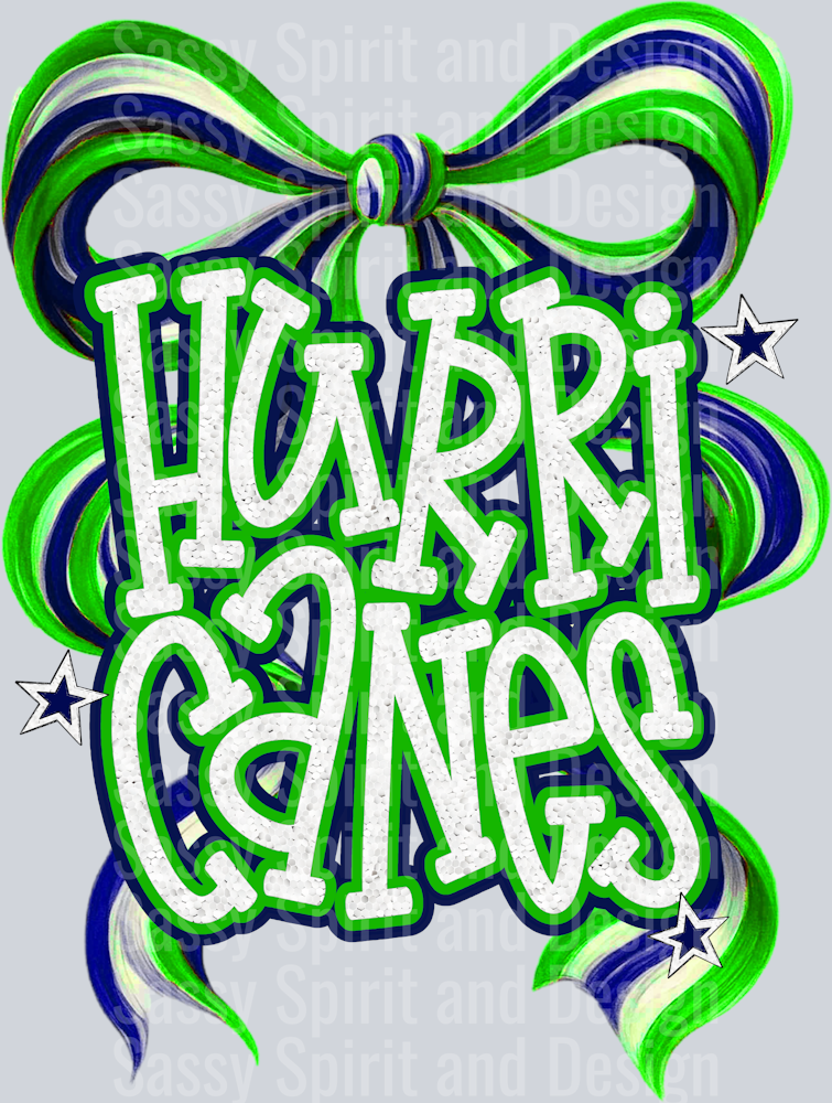 HURRICANES GREEN NAVY BOW GLITTER