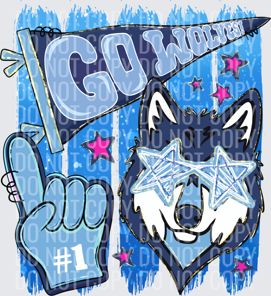 Go wolves blue preppy