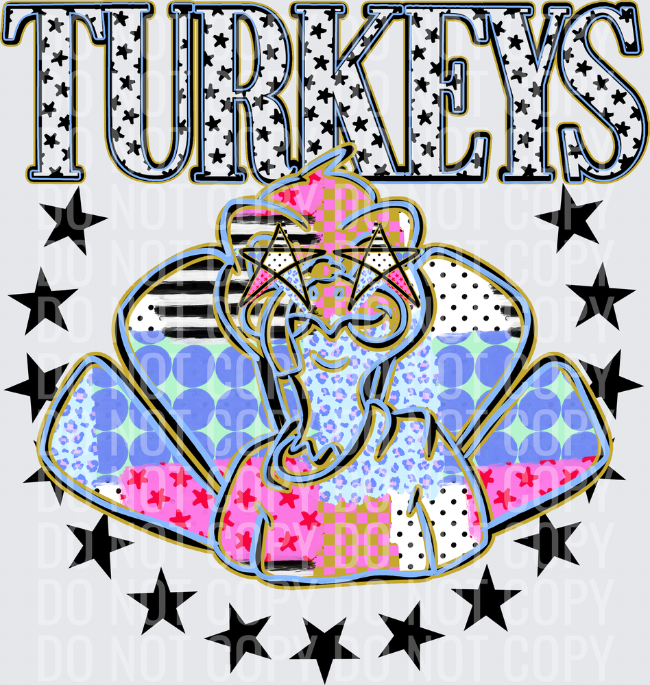 KayndiDesigns 09.26 Patchwork Varisty Stars Turkeys
