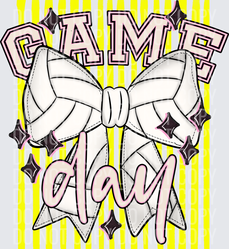 KayndiDesigns 05.26 Game Day Volleyball Bow Yellow
