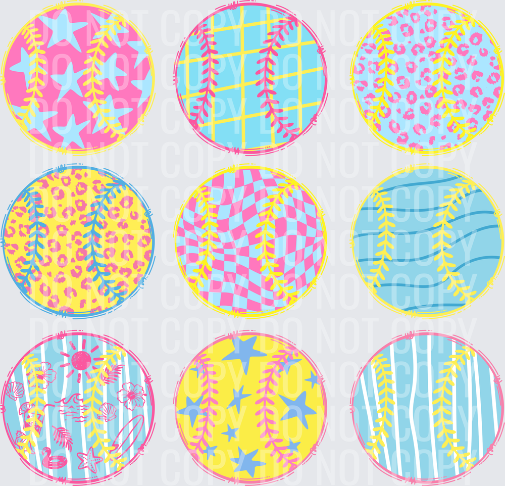 neon baseball softball collage