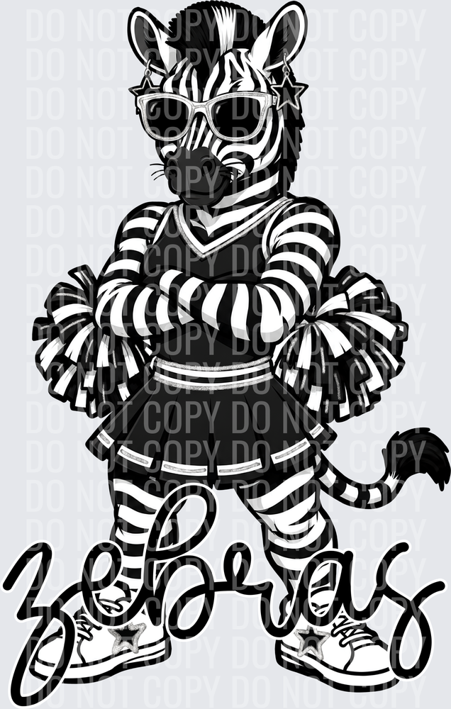 Zebras Cheer Black White