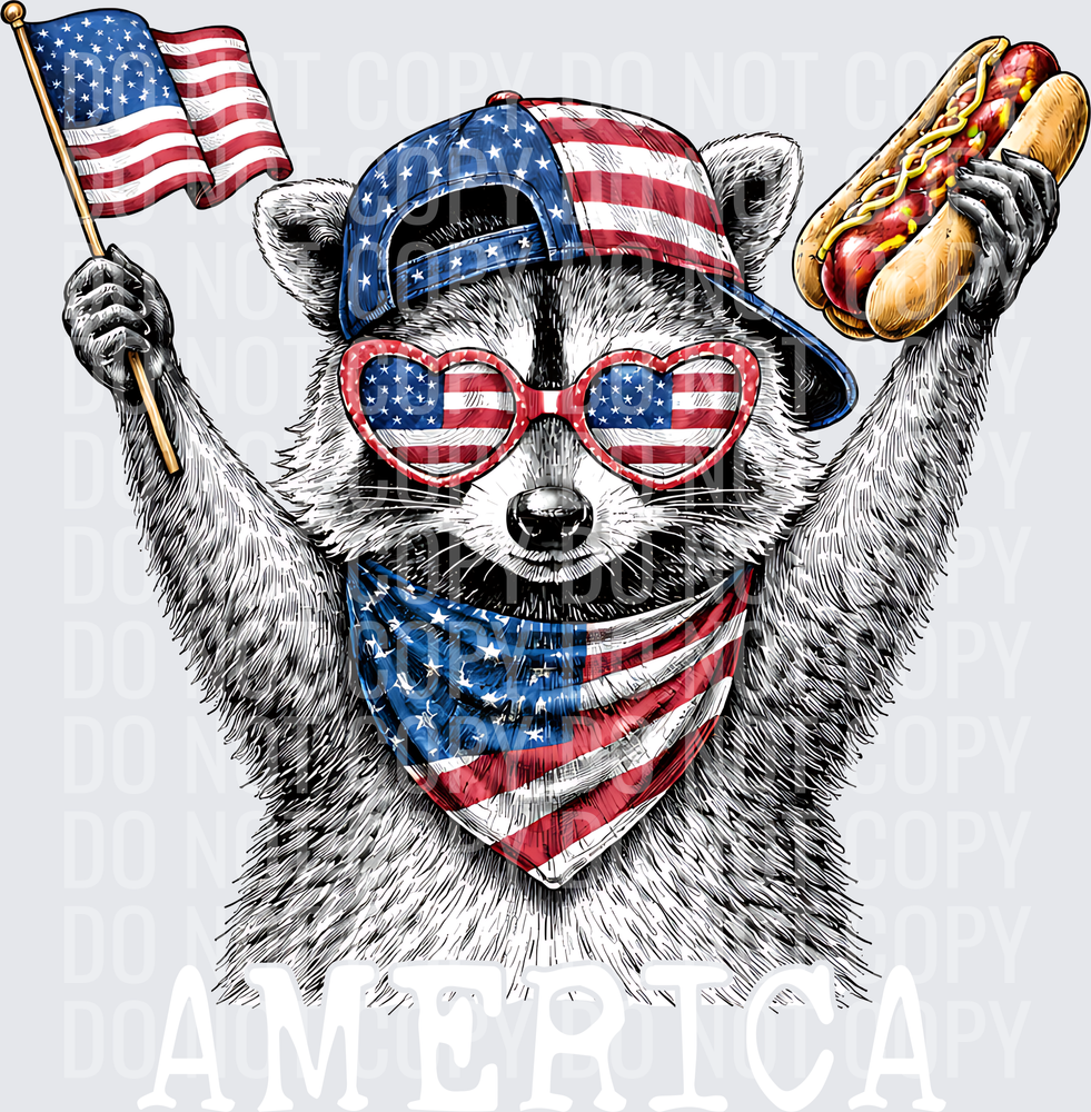 America Racoon And Hot Dog White