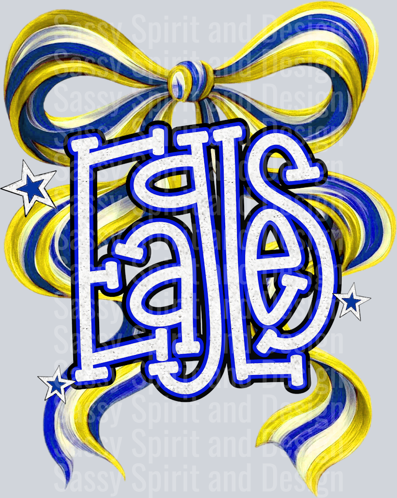 EAGLES BLUE GOLD BOW GLITTER
