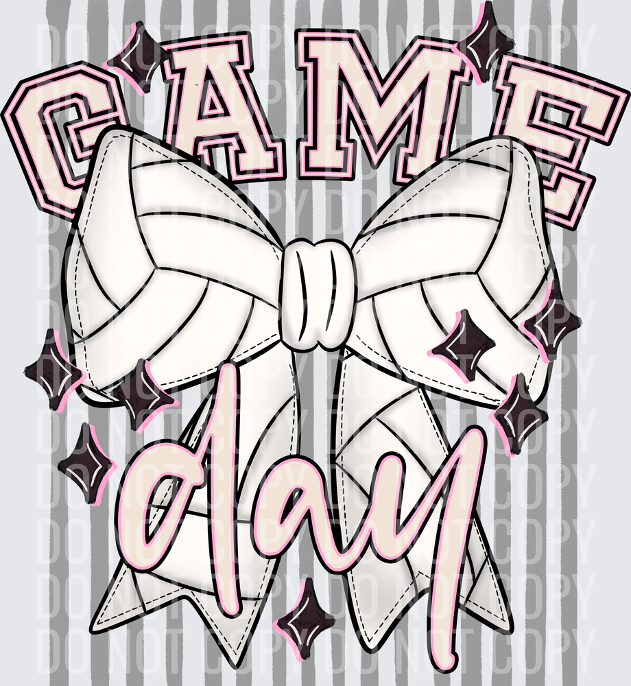 KayndiDesigns 05.26 Game Day Volleyball Bow Grey