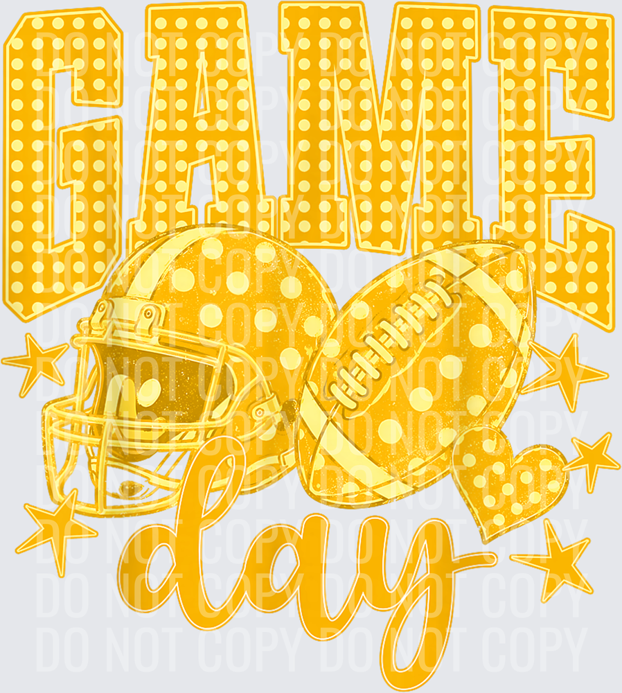 Yellow Football Game Day Polka Dot Touchdown Season T-Shirt
