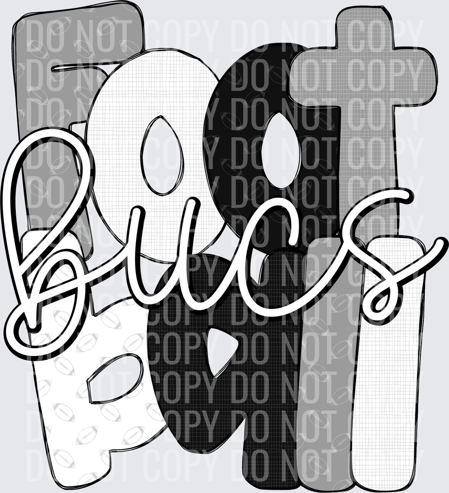 BucsFootballGrayWhiteBlack